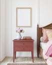 Romantic bedroom interior. Frame mockup. 3d render Royalty Free Stock Photo