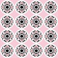 Romantic black, red, and pink flower repeating pattern with neon art deco elements and soft rose damask Royalty Free Stock Photo