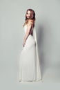 Romantic Blonde Beauty in White Dress