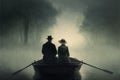 Romantic Boat Ride on a Dark and Mystical River (Generative AI)