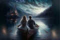 A Romantic Boat Ride on a Mystical River (Generative AI)