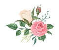 Romantic bouquet. Fashion rose composition. Pink flowers