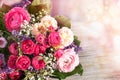 Romantic bouquet with pink roses