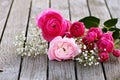 Romantic bouquet with pink roses