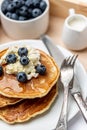Hot delicious pancakes with ricotta and berries Royalty Free Stock Photo