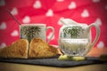 A romantic breakfast, milk and a cup of coffee Royalty Free Stock Photo