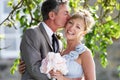 Romantic Bride And Groom Embracing Outdoors Royalty Free Stock Photo