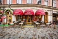 Romantic Cafe on Jarntorget Square in Stockholm Old Town