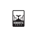 Romantic cafe shilouette logo design vector template