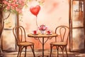 Romantic Cafe Table Valentine Day background