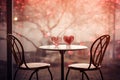 Romantic Cafe Table Valentine Day background