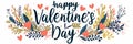 Romantic calligraphic happy valentine s day text on white background with heart symbols