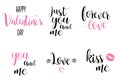 Romantic calligraphy inscriptions set