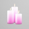 Romantic candle flame burning candles vector set