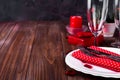 Romantic candle light Valentine Table Setting Royalty Free Stock Photo