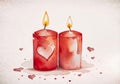 Romantic candle lit hearts on grungy card for Valentine\'s Day