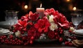 Romantic candlelight, elegant decor, fresh flowers a perfect celebration generated by AI Royalty Free Stock Photo