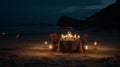 Romantic Candlelit Dinner on a Secluded Beach with Soft Sands