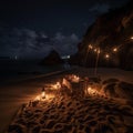 Romantic Candlelit Dinner on a Secluded Beach with Soft Sands