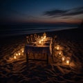 Romantic Candlelit Dinner on a Secluded Beach with Soft Sands