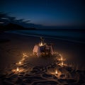 Romantic Candlelit Dinner on a Secluded Beach with Soft Sands