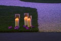 Romantic candles in garden