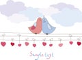 Romantic card with birds. Vector illustration