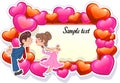 Romantic card with couple characters. Vector illustration.