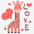 Romantic card with giraffe