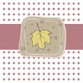 Romantic card with yellow leaf. Vector