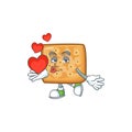 A romantic cartoon character of crackers with a heart