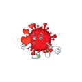 A romantic cartoon character of dangerous coronaviruses with a heart