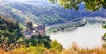 Romantic castles - Rhine valley. Scenery of Germany. View of Katz castle Royalty Free Stock Photo