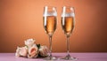 Romantic celebration champagne, wine, love, bouquet, crystal, toast, elegance generated by AI Royalty Free Stock Photo