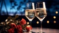 Romantic celebration with champagne, wine, and love generated by AI Royalty Free Stock Photo