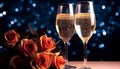 Romantic celebration with champagne, wine, and love generated by AI Royalty Free Stock Photo