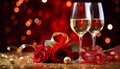 Romantic celebration love, champagne, decoration, wine, glowing, gift, wedding generated by AI generated by AI Royalty Free Stock Photo