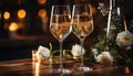 Romantic celebration wine, champagne, table, romance, drinking glass, night generated by AI Royalty Free Stock Photo