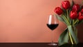 Romantic celebration wine, flowers, love, elegance, freshness, nature, bouquet generated by AI