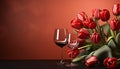 Romantic celebration wineglass, bouquet, love, elegance, freshness, nature, gourmet generated by AI