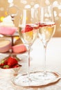 Romantic champagne and strawberries