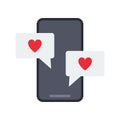 Romantic chat icon. Heart inside speech bubble. Love chat. Happy Valentines Day Royalty Free Stock Photo