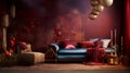 Romantic Chiaroscuro: Decorative Living Room Wall In Red Inspired By Miss Aniela