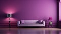 Romantic Chiaroscuro Living Room With Lavender Interior And Purple Sofa