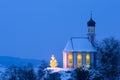 Romantic Christmas chapel with illuminated tree