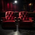 Romantic cinema Love chairs at a private theatre, close up photography