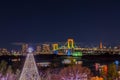 Romantic city night view of Odaiba, Tokyo , Rainbow bridge Royalty Free Stock Photo