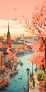 Romantic Cityscape: Spring In Old Town Stockholm