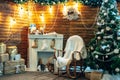 Romantic classical christmas interior with warm light