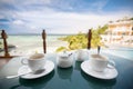 Romantic coffee for two on the beach Royalty Free Stock Photo